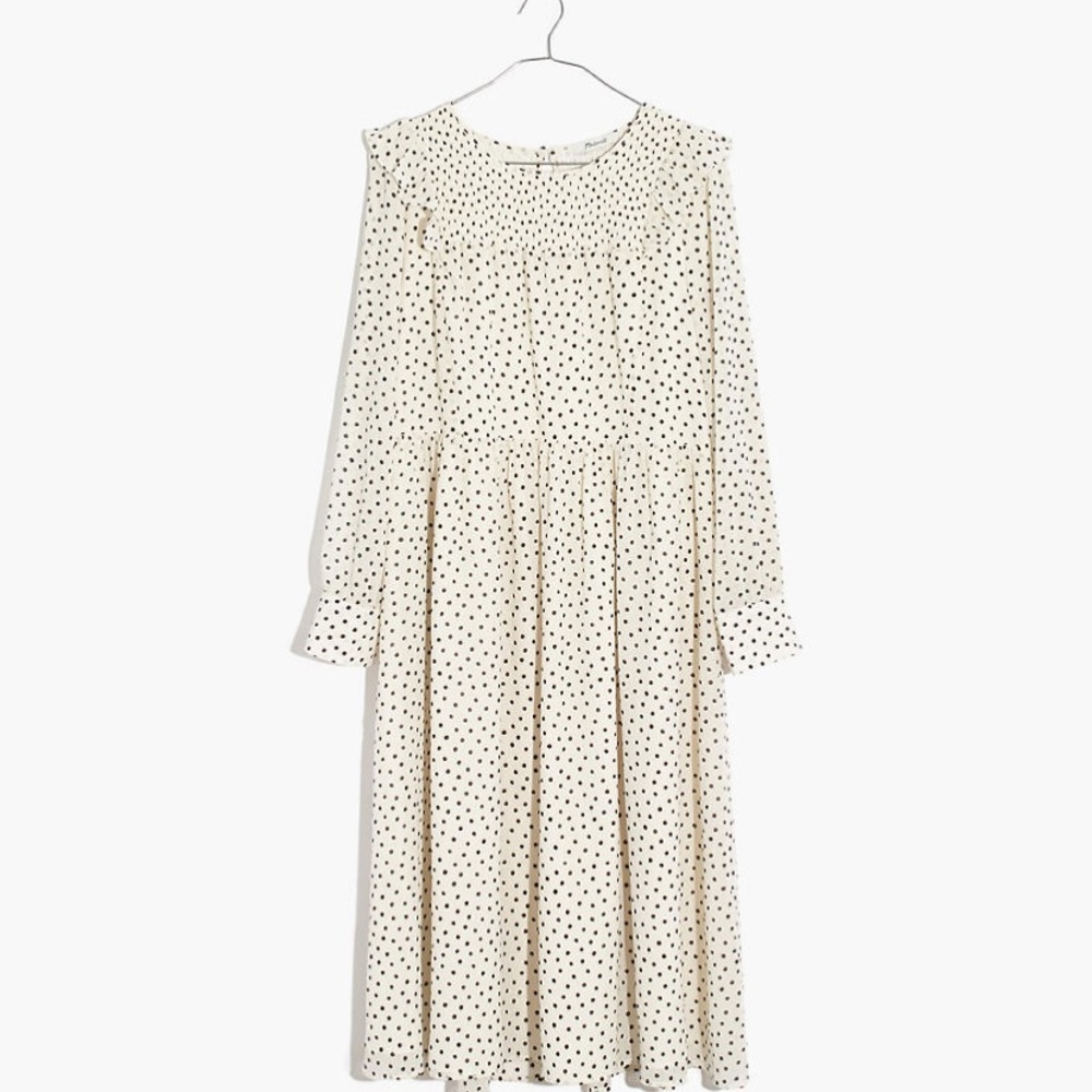 Madewell Ruffle Dress in Inkbrush Dots. NWT.